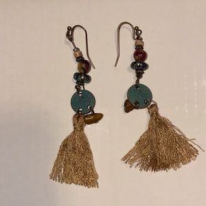 Turquoise Beaded Tassel Earrings